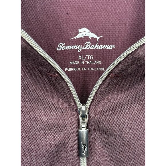 Tommy Bahama‎ Men's XL Burgundy Quarter Zip Pullover Long Sleeve Sweater - Picture 3 of 6